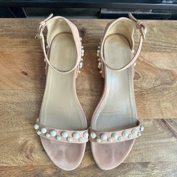 Stuart Weitzman All Pearls Suede Sandal - Picture 2 of 5
